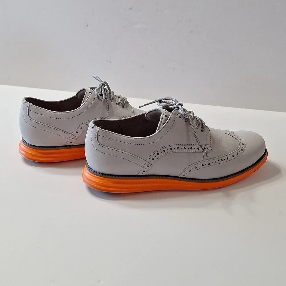 Cole Haan NEW Men's Gray/Orange Original Grand Lightweight Wingtip Shoes Size 8W